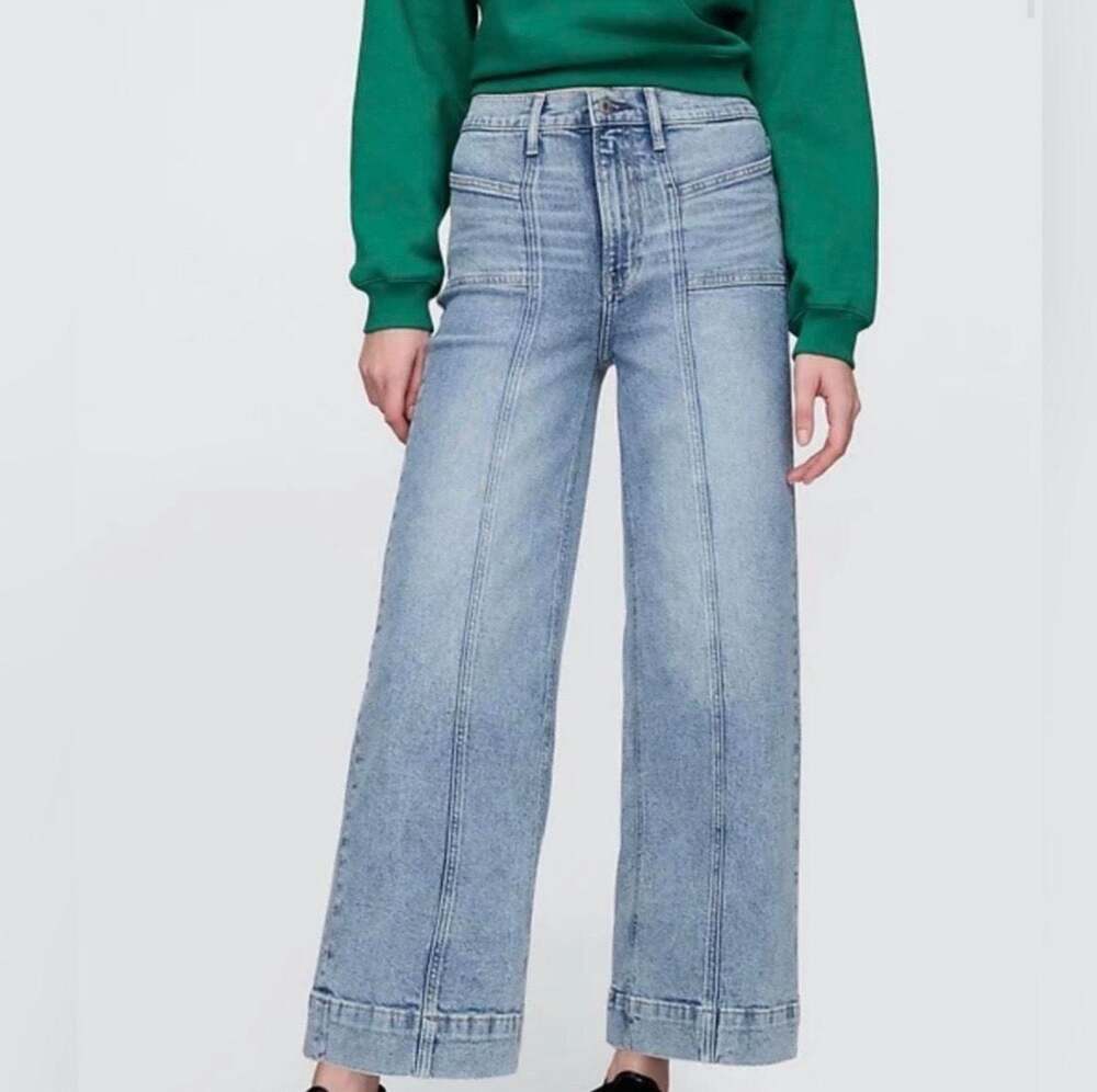 GAP High Rise Stride Ankle Jeans Womens 26 Blue Denim Straight Wide Leg Cotton